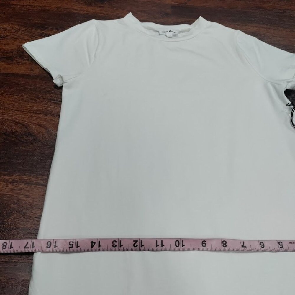Superdown Destiny Slit Dress Short Sleeve White Twee XS Mini Dress - Picture 8 of 12